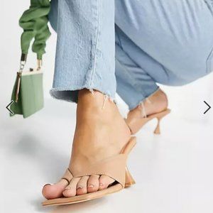 Public Desire Wide Fit mules in beige UK7/US9